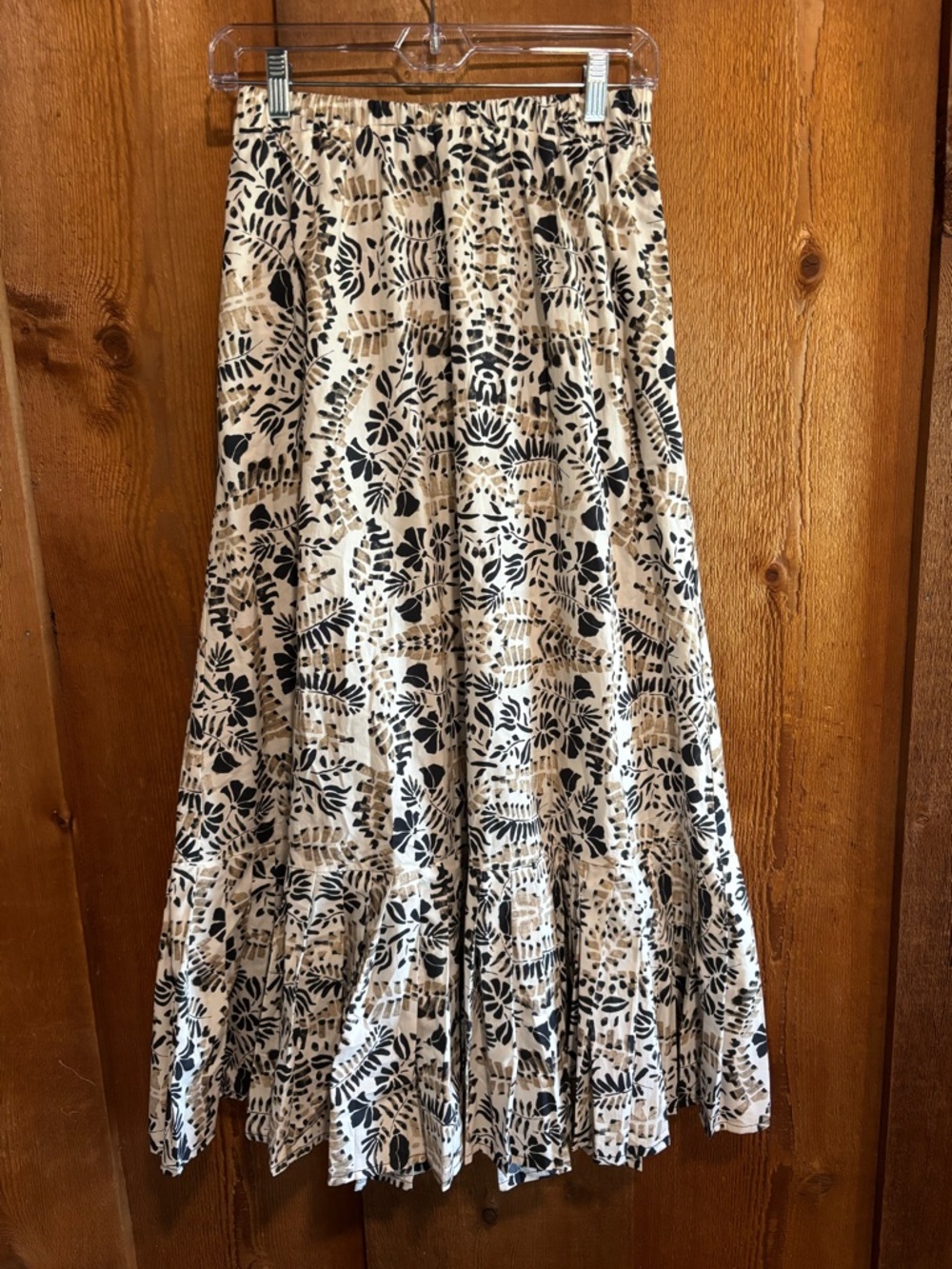 Sfizio Made In Italy Organic Cotton Botanical Tiered Pleated Maxi Skirt